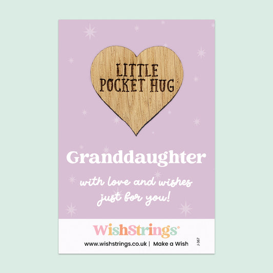 WishStrings “Granddaughter” Pocket Hug | Thoughtful Keepsake Gift | Sentimental Hug Token | Gift from Grandparent | Birthday, Thinking of You Gift