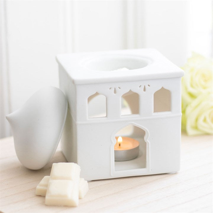 Off White Mosque Oil Burner and Incense Cone Holder