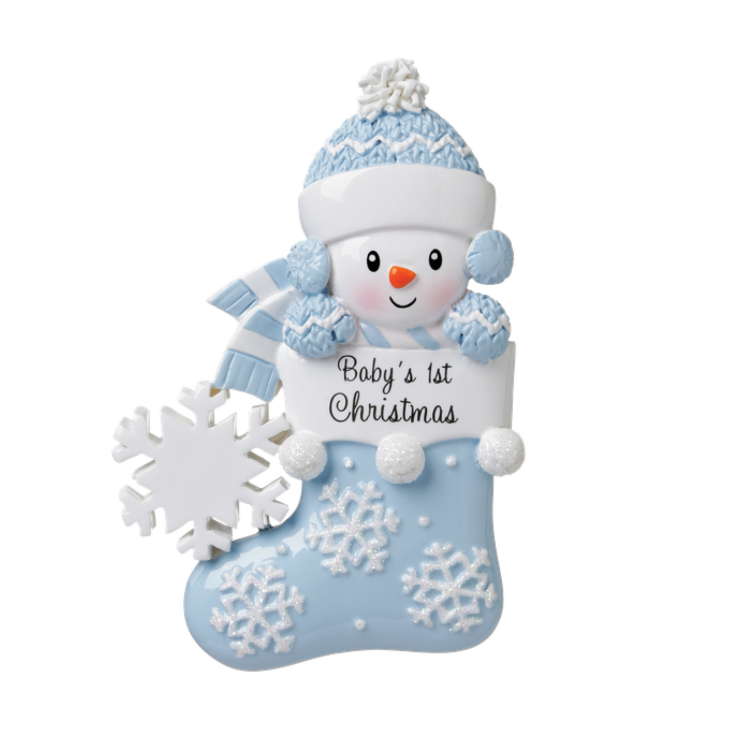 Baby's 1st Christmas - Snowman in Stocking Hanging Christmas Decoration - Choice of Colours