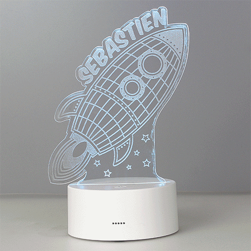 Personalised Rocket LED Colour Changing Night Light