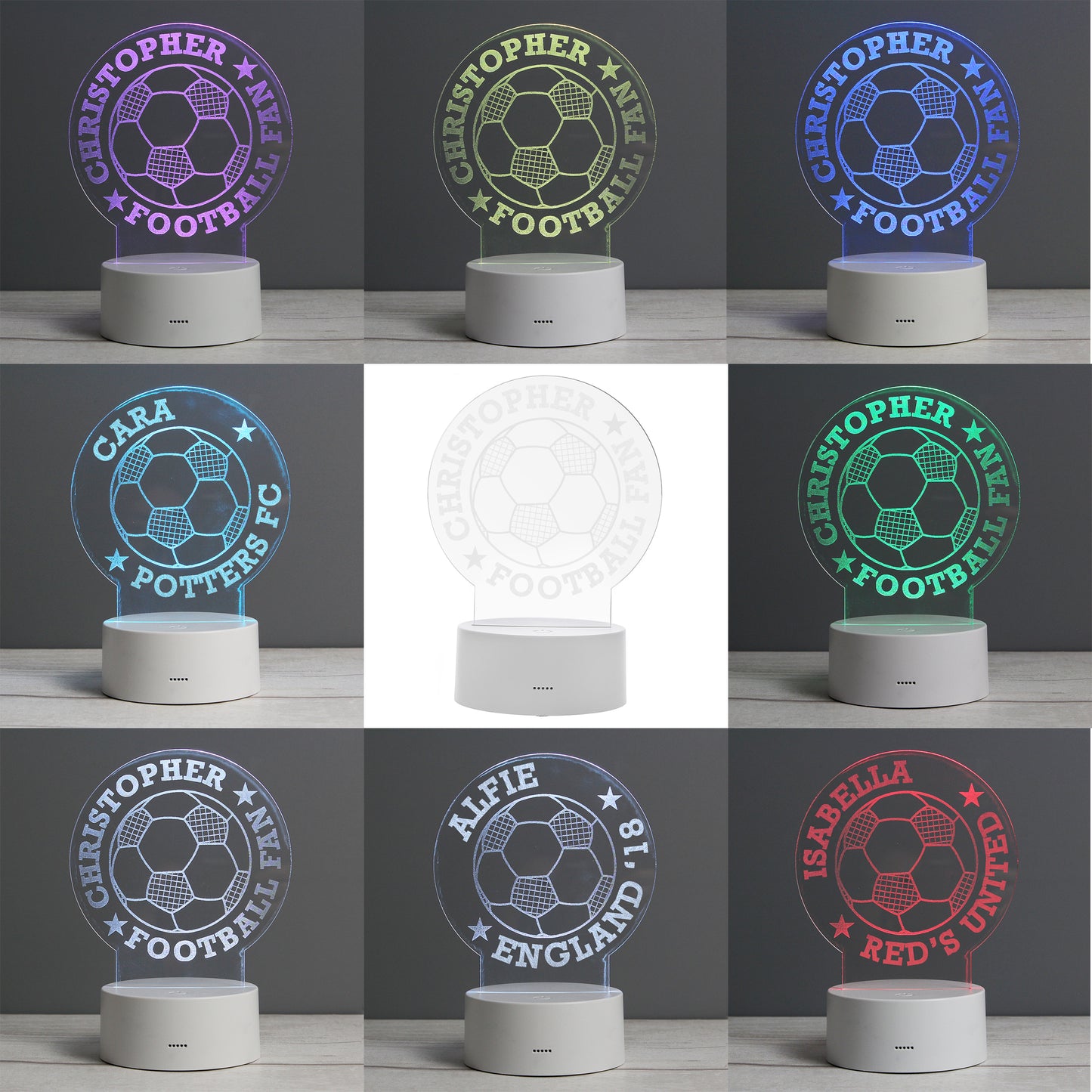 Personalised Football LED Colour Changing Desk Night Light