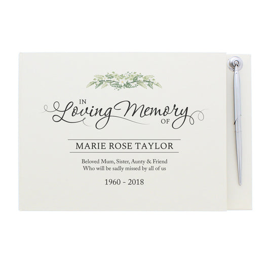 Personalised 'In Loving Memory' Hardback Guest Book & Pen