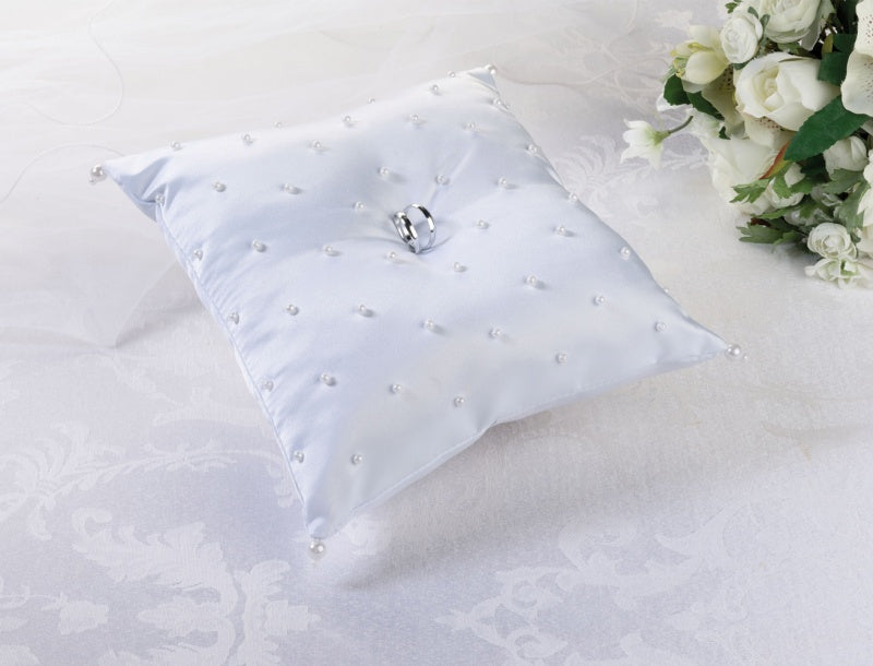 Scattered Pearl Ring Bearer Pillow ~ Ivory / White