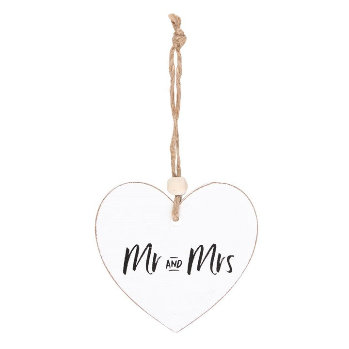 Mr and Mrs Hanging Heart Sentiment Sign