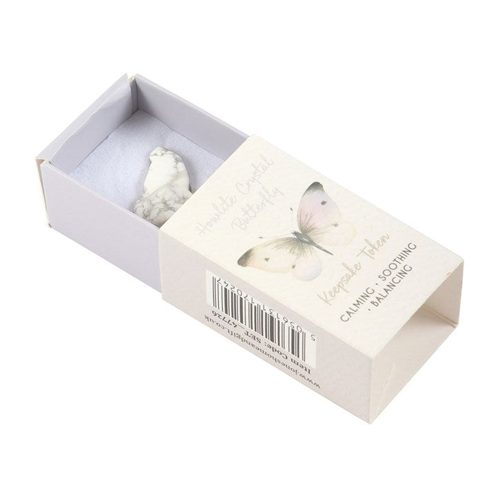 Set of 24 Howlite Butterfly Keepsake Tokens in Display