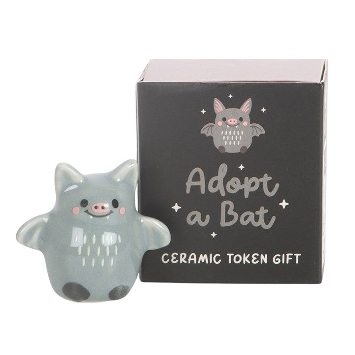 Set of 24 Adopt a Bat Ceramic Token Gifts in Display