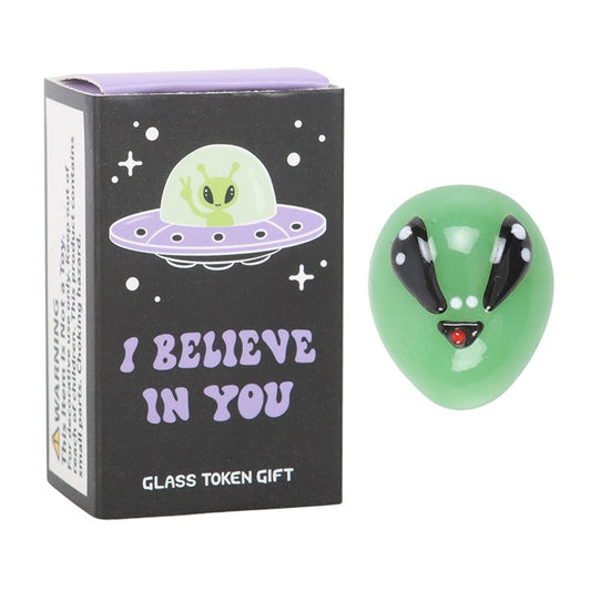 Set of 24 Glass Alien Token Gifts in Display