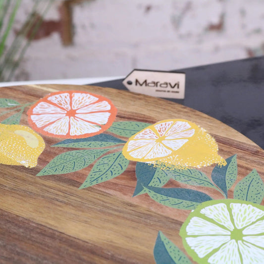 Saitras 35cm Wooden Lazy Susan Citrus Design