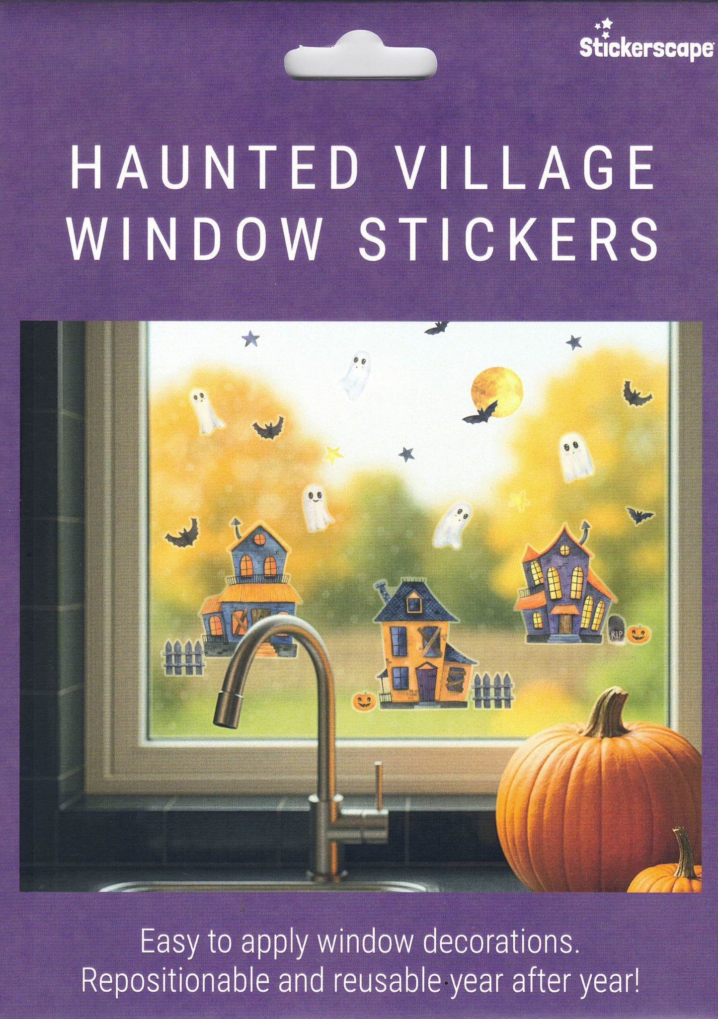 Haunted Village Halloween Window Sticket Set
