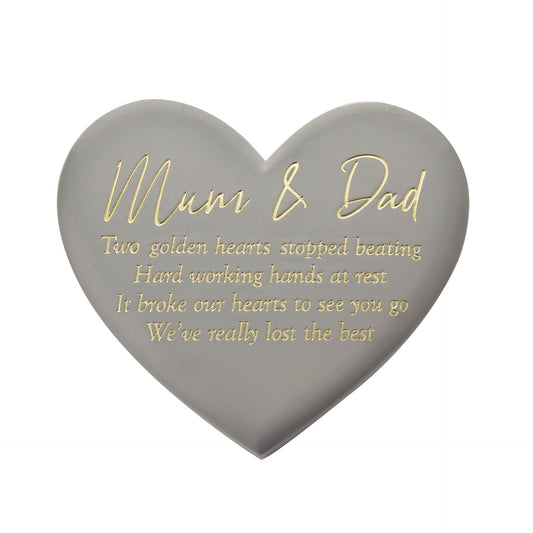 Thoughts of You Memorial Graveside Heart Plaque - Mum & Dad