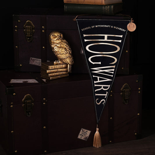 Hogwarts alumni hanging banner with large Hogwarts emblem and hanging tassel