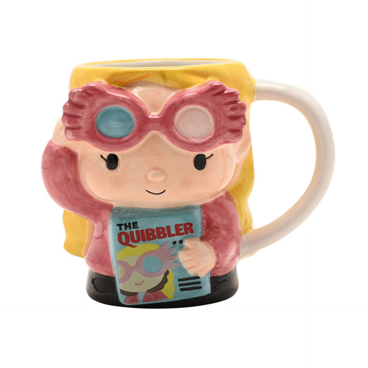 Luna Lovegood character 3D mug with Quibbler cover, round glasses and yellow base
