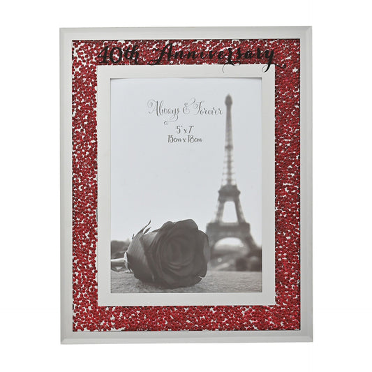 Celebrations Crystal Border Frame 5" x 7" - 40th Anniversary