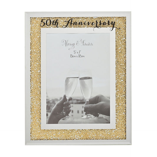 Celebrations Crystal Border Frame 5" x 7" - 50th Anniversary