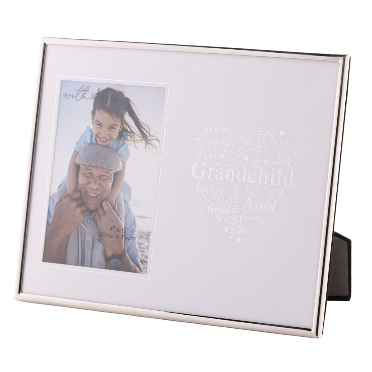With Love Silver Heart Frame 4" x 6" - Grandchild