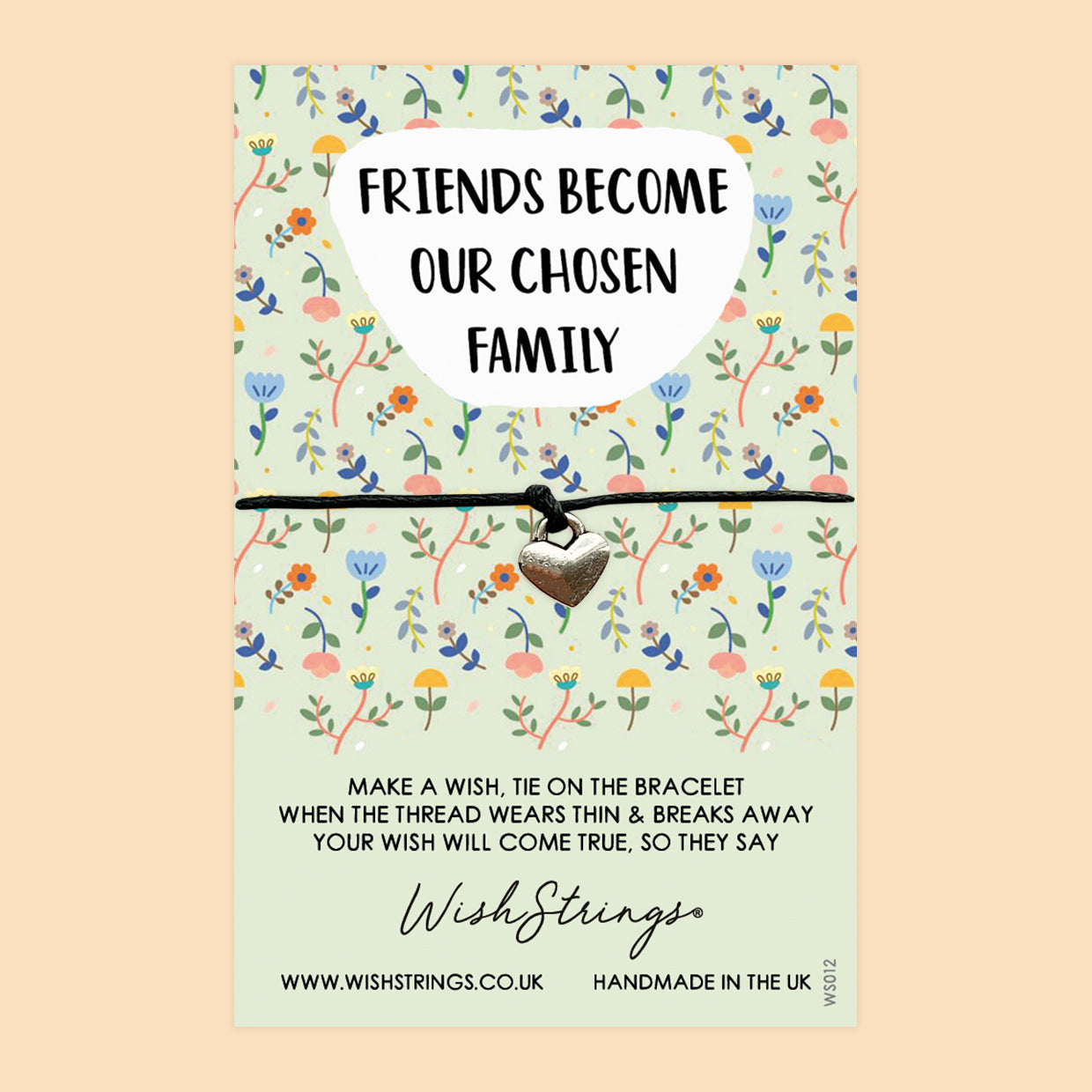 WishStrings ‘Friends Become Our Chosen Family’ Wish Bracelet | Thoughtful Friendship Gift | Meaningful Thank You Gift for a Special Friend