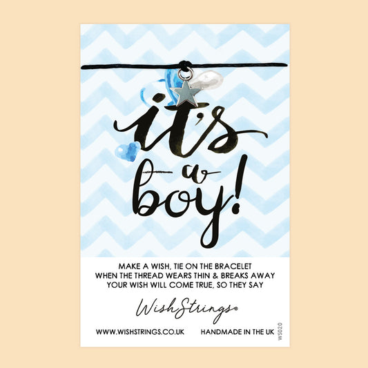 WishStrings ‘It’s a Boy’ Wish Bracelet | Thoughtful Gift for New Baby & Gender Reveal | Meaningful Keepsake for New Parents