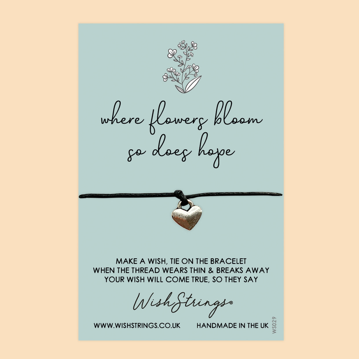 WishStrings ‘Where Flowers Bloom, So Does Hope’ Wish Bracelet | Thoughtful Pick-Me-Up Gift | Meaningful Thinking of You Bracelet