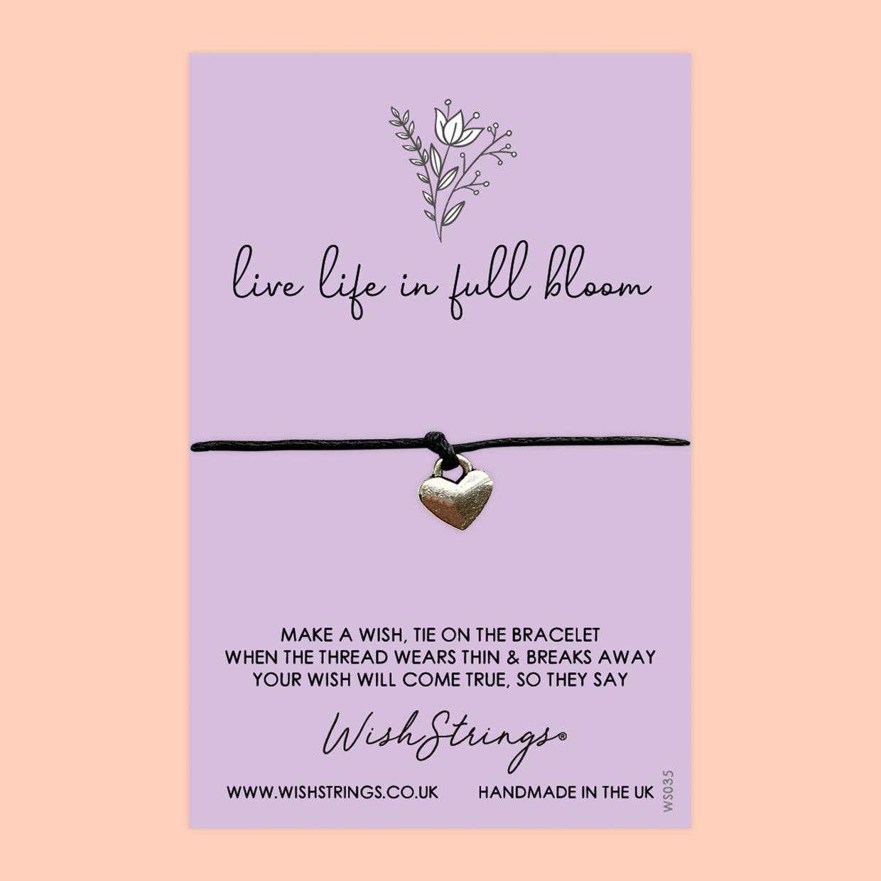 WishStrings ‘Live Life in Full Bloom’ Wish Bracelet | Thoughtful Positivity Gift | Meaningful Pick-Me-Up Bracelet for Encouragement