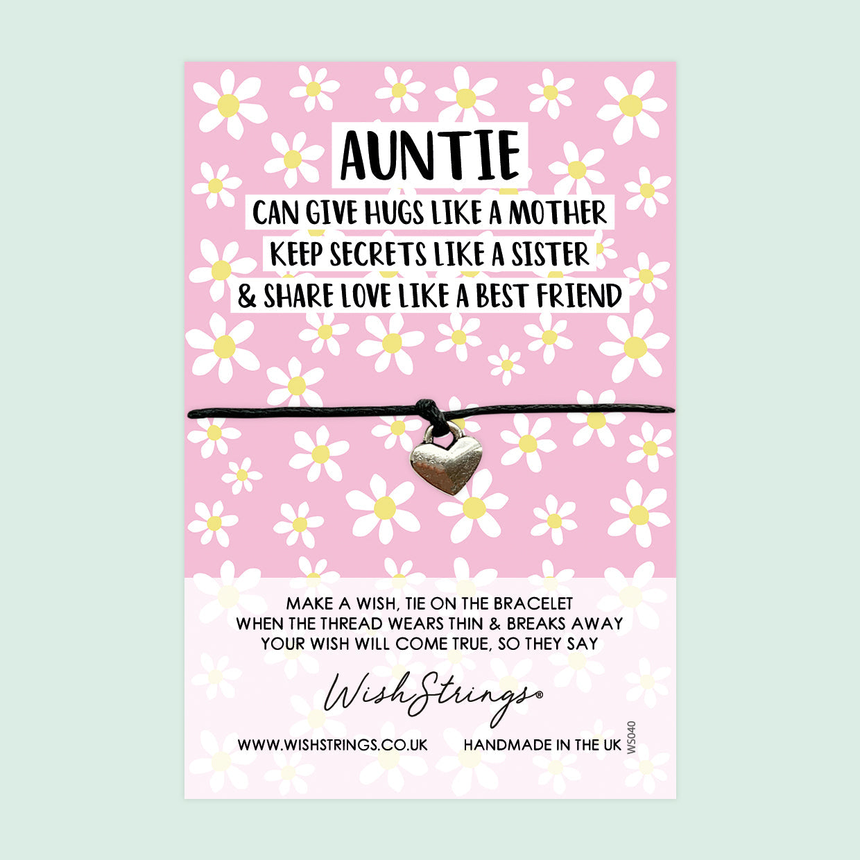 WishStrings ‘Auntie Poem’ Wish Bracelet | Thoughtful Thank You Gift for Auntie | Meaningful Bracelet to Show Love & Appreciation