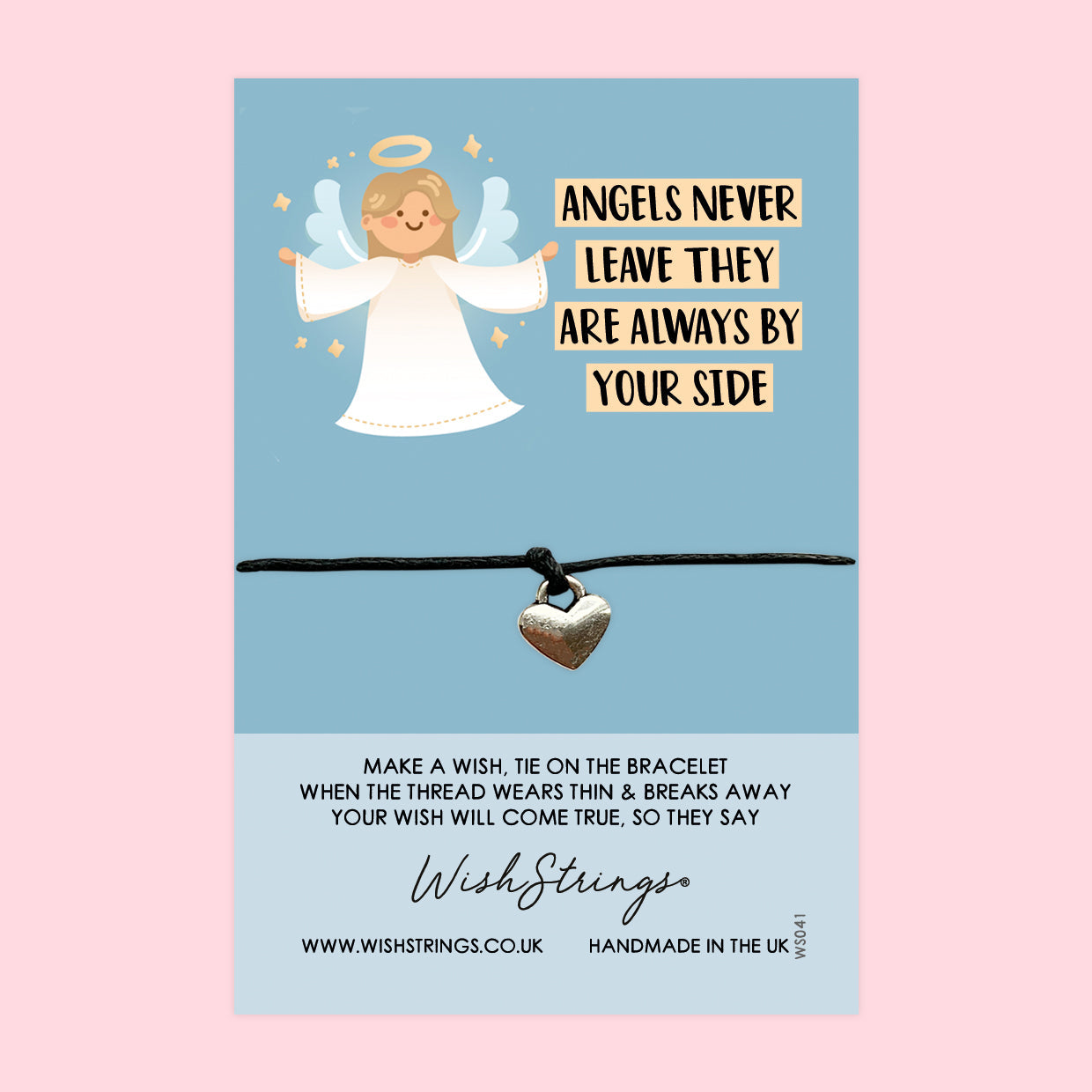 WishStrings ‘Angels Always by Your Side’ Wish Bracelet | Thoughtful Sympathy Gift | Meaningful Condolence Bracelet for Comfort & Support