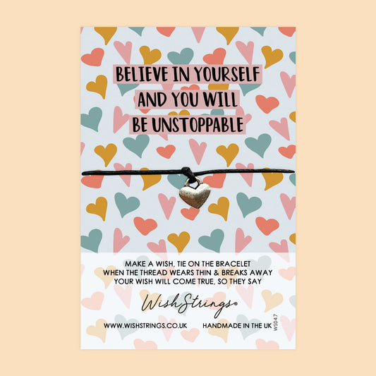 WishStrings ‘Believe in Yourself’ Wish Bracelet | Positivity & Good Luck Gift | Meaningful Wish Bracelet for Exams & Encouragement