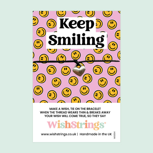 WishStrings ‘Keep Smiling’ Wish Bracelet | Uplifting Positivity Gift | Meaningful Bracelet for Encouragement Through Tough Times