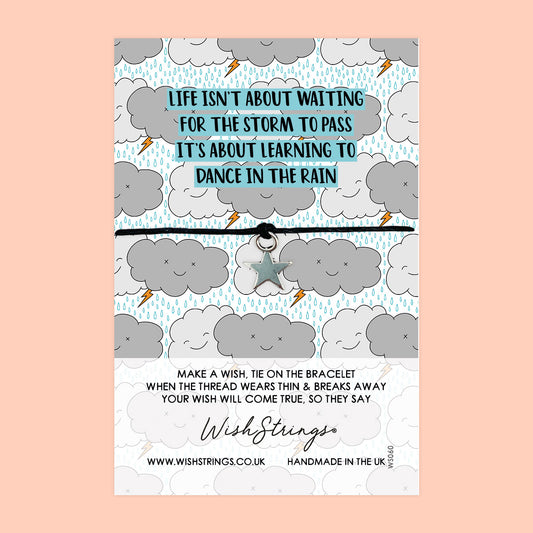WishStrings ‘Dance in the Rain’ Wish Bracelet | Uplifting Positivity Gift | Meaningful Bracelet for Tough Times & Manifestation