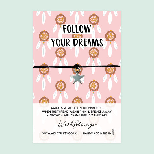 WishStrings ‘Follow Your Dreams’ Wish Bracelet | Good Luck Exam Gift | Meaningful Dream Catcher Bracelet for Positivity & Success