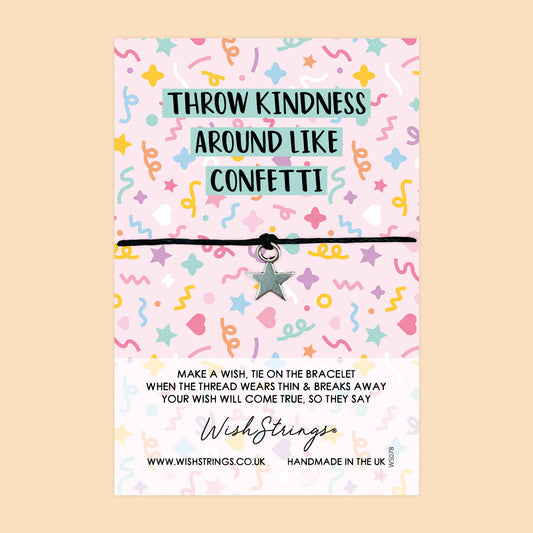 WishStrings ‘Throw Kindness Like Confetti’ Wish Bracelet | Uplifting Positivity Gift | Meaningful Manifestation Bracelet for Kindness & Joy