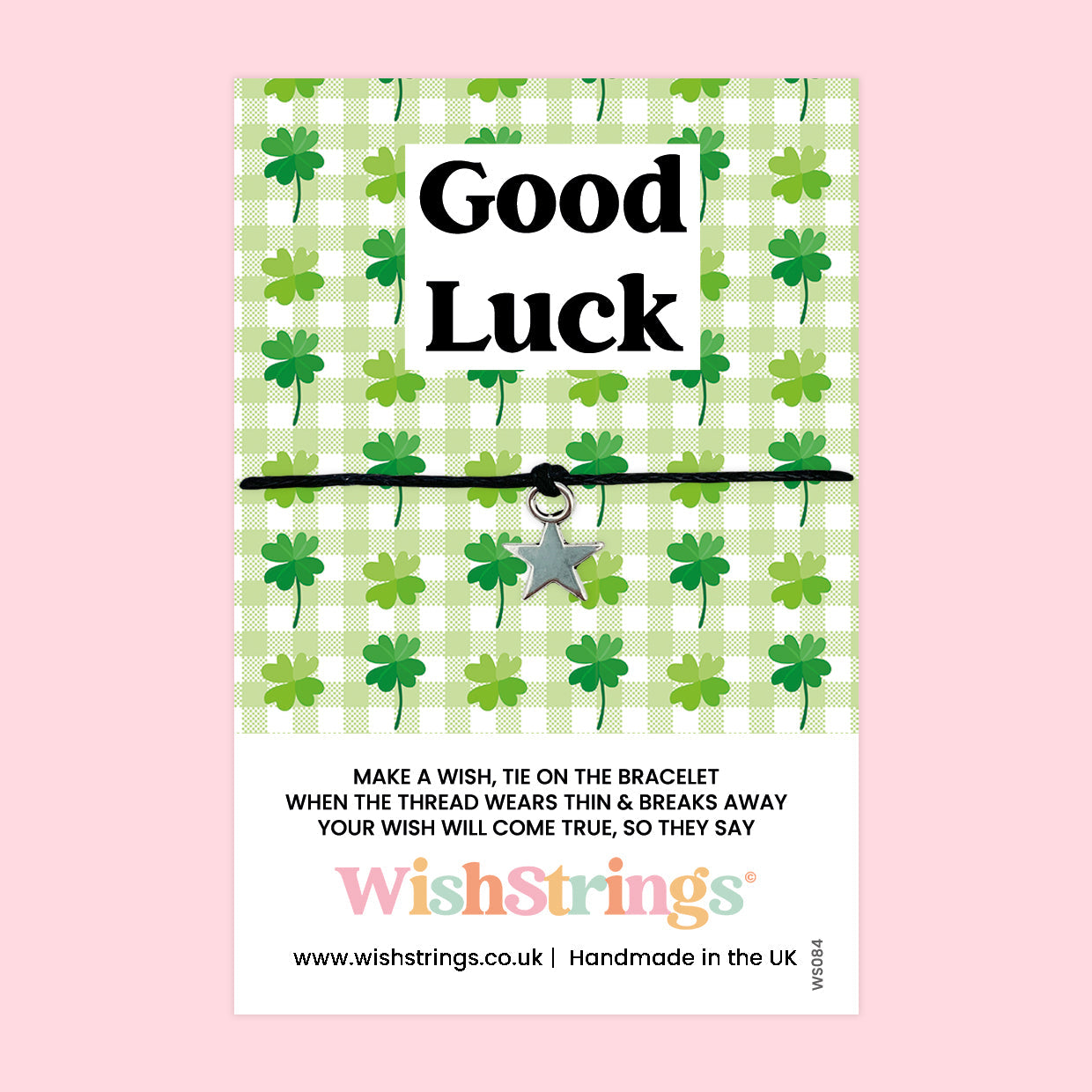 WishStrings ‘Good Luck’ Wish Bracelet | Four Leaf Clover Design | Meaningful Lucky Charm for Exams, New Job & Success