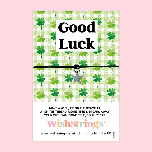 WishStrings ‘Good Luck’ Wish Bracelet | Four Leaf Clover Design | Meaningful Lucky Charm for Exams, New Job & Success