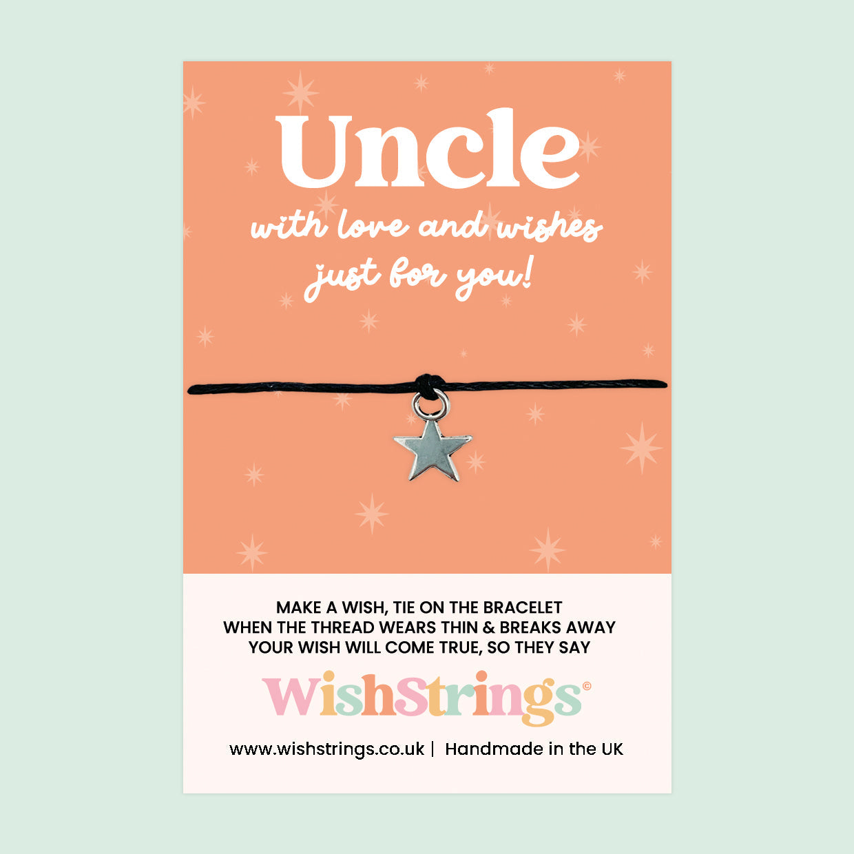 WishStrings ‘Uncle’ Wish Bracelet | Thoughtful Gift for Uncle | Meaningful Keepsake from Niece or Nephew