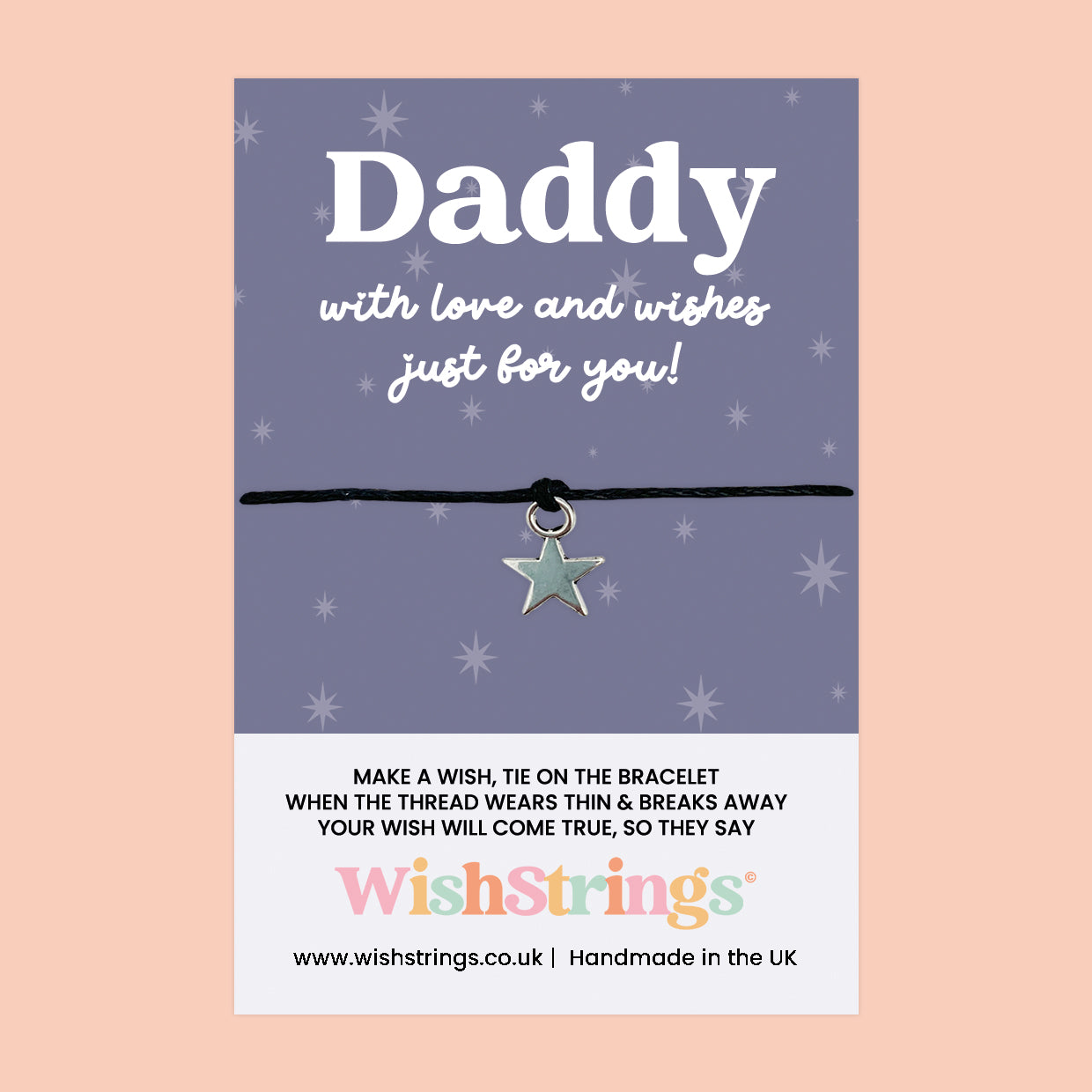 WishStrings ‘Love and Wishes for Daddy’ Wish Bracelet | Thoughtful Gift for Dad | Meaningful Keepsake from the Kids