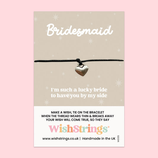 WishStrings Wish Bracelet – Bridesmaid | Thoughtful Gift Keepsake for Your Bridesmaid | Wedding Party Token | Handmade Bracelet on Card
