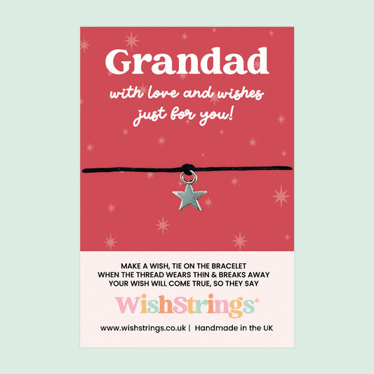WishStrings ‘Grandad, With Love and Wishes’ Wish Bracelet | Thoughtful Gift from Grandchildren | Meaningful Keepsake for Grandad