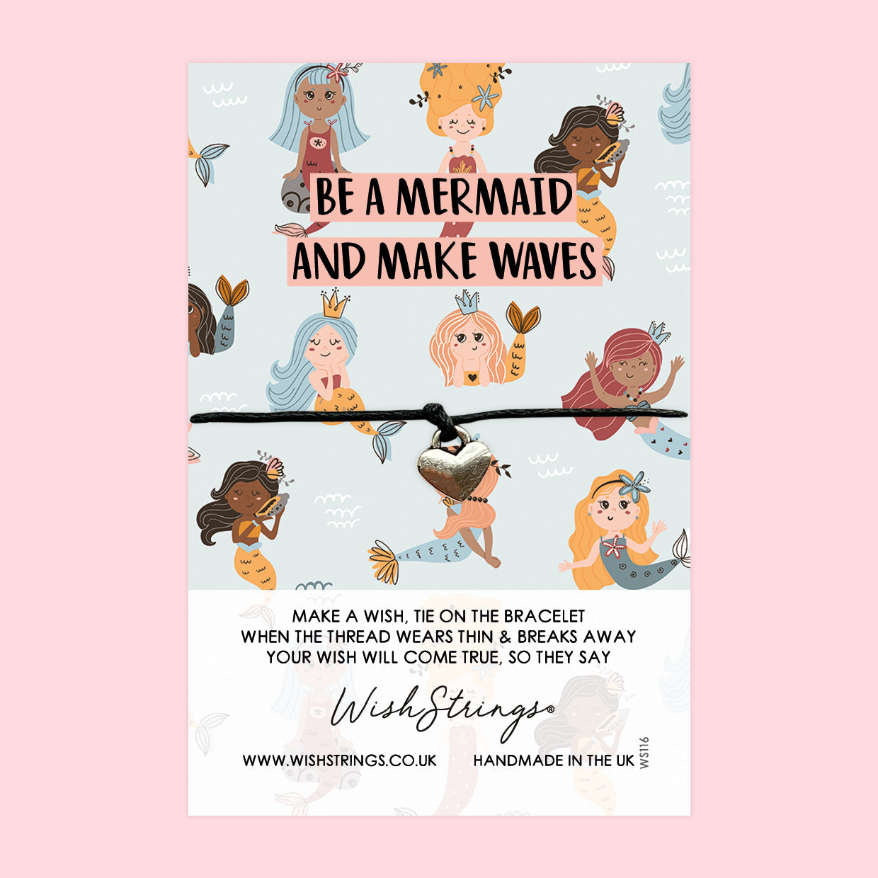 WishStrings ‘Be a Mermaid and Make Waves’ Wish Bracelet | Positive Gift | Meaningful Keepsake for Confidence & Inspiration