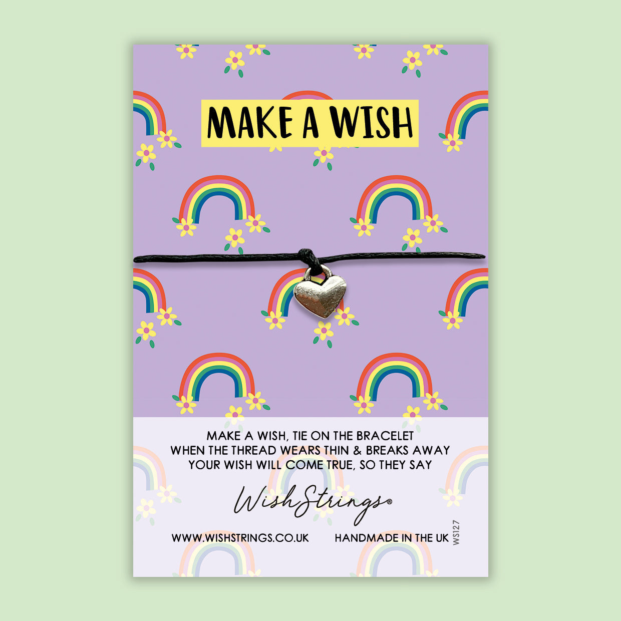 WishStrings ‘Make a Wish’ Rainbow Pattern Wish Bracelet | Thoughtful Gift | Meaningful Keepsake for Positivity, Dreams & Hope