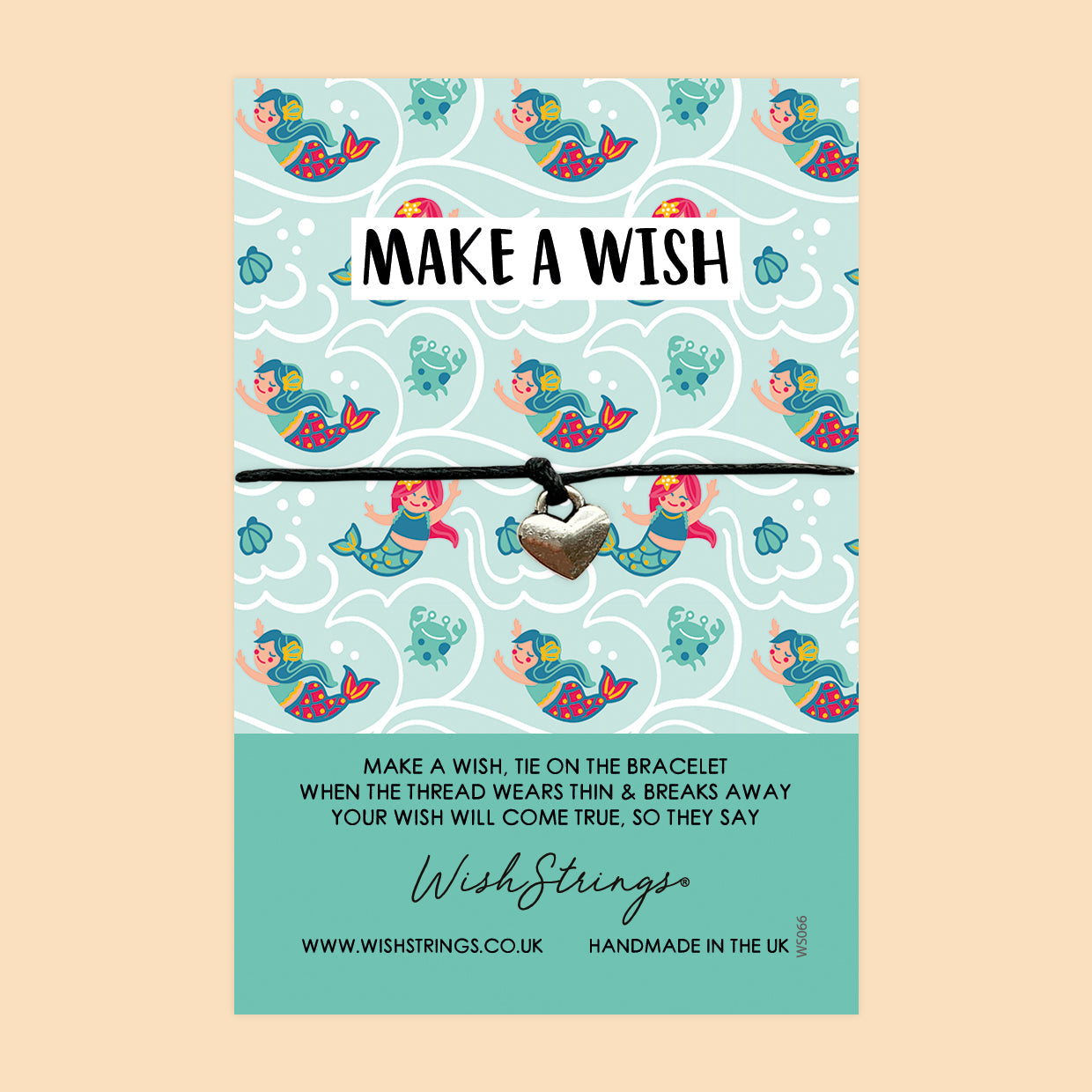 WishStrings ‘Make a Wish’ Wish Bracelet | Mermaid Pattern Design | Thoughtful Gift for Positivity & Dreamers