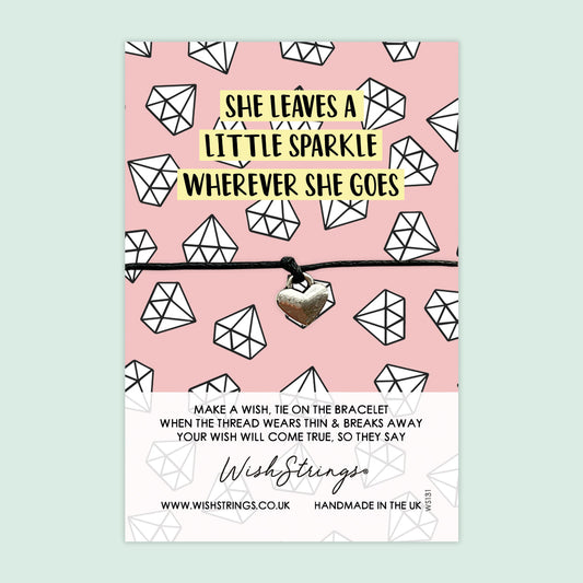 WishStrings ‘She Leaves a Little Sparkle Wherever She Goes’ Wish Bracelet | Empowering Gift for Women | Meaningful Keepsake for Confidence & Strength