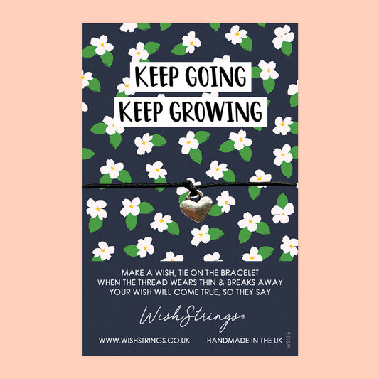 WishStrings ‘Keep Going, Keep Growing’ Wish Bracelet | Self-Care Support Gift | Meaningful Keepsake for Positivity & Personal Growth
