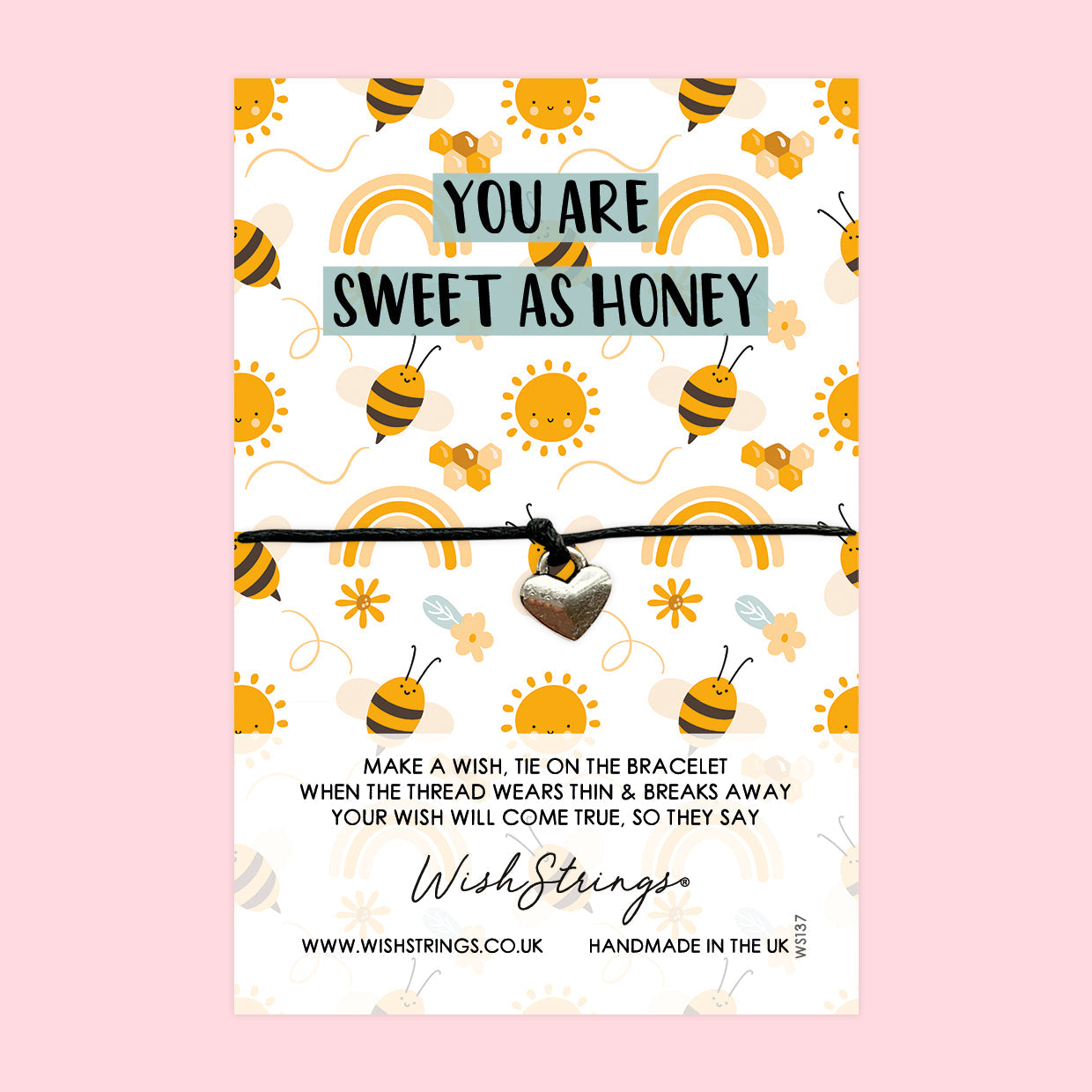 WishStrings ‘You Are Sweet as Honey’ Wish Bracelet | Thoughtful Gift for Happiness | Meaningful Keepsake for Love & Positivity