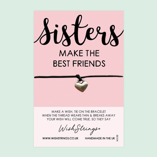 WishStrings ‘Sisters Make the Best Friends’ Wish Bracelet | Thoughtful Gift for Sister | Meaningful Keepsake with Love & Friendship