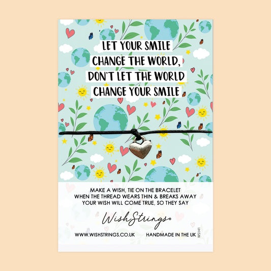 WishStrings ‘Let Your Smile Change the World’ Wish Bracelet | Motivational Gift | Meaningful Keepsake for Positivity & Encouragement