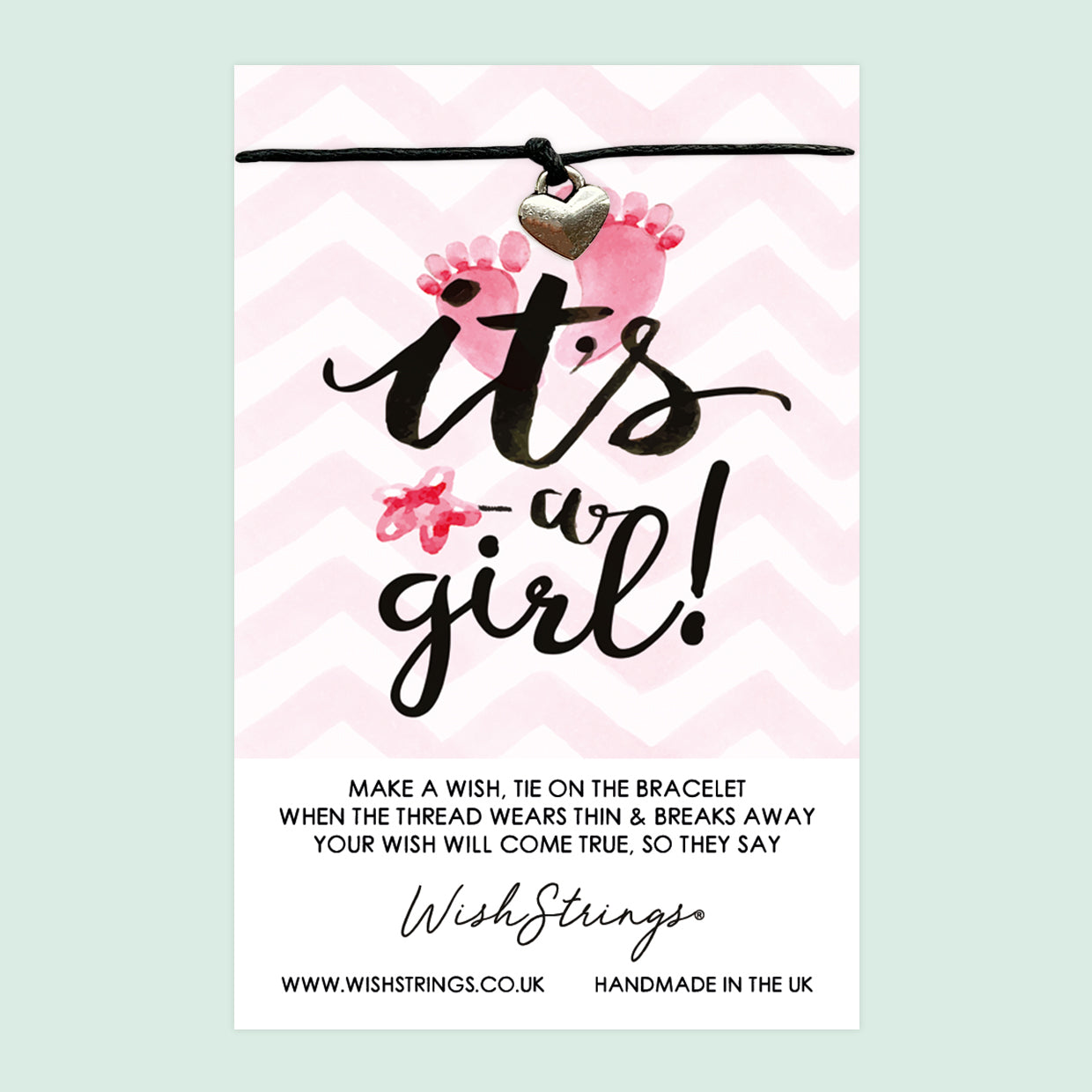 WishStrings ‘It’s a Girl’ Wish Bracelet | Thoughtful Gift for Baby Gender Reveal | Meaningful Keepsake for New Parents