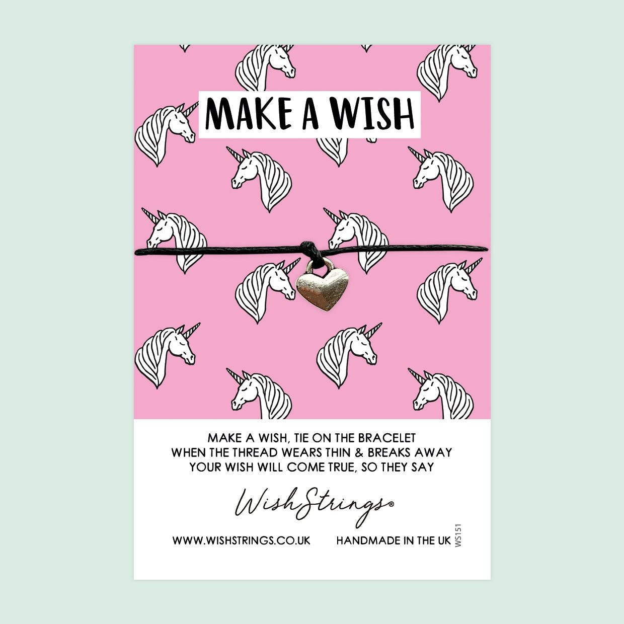 WishStrings ‘Make a Wish’ Wish Bracelet | Unicorn Pattern Design | Thoughtful Gift for Positivity, Dreamers & Unicorn Lovers