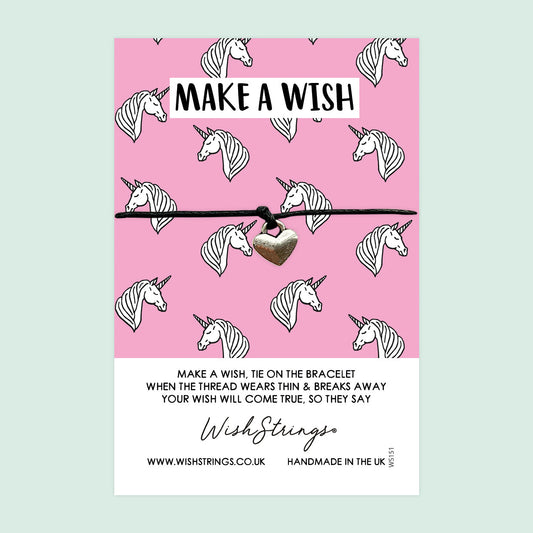 WishStrings ‘Make a Wish’ Wish Bracelet | Unicorn Pattern Design | Thoughtful Gift for Positivity, Dreamers & Unicorn Lovers