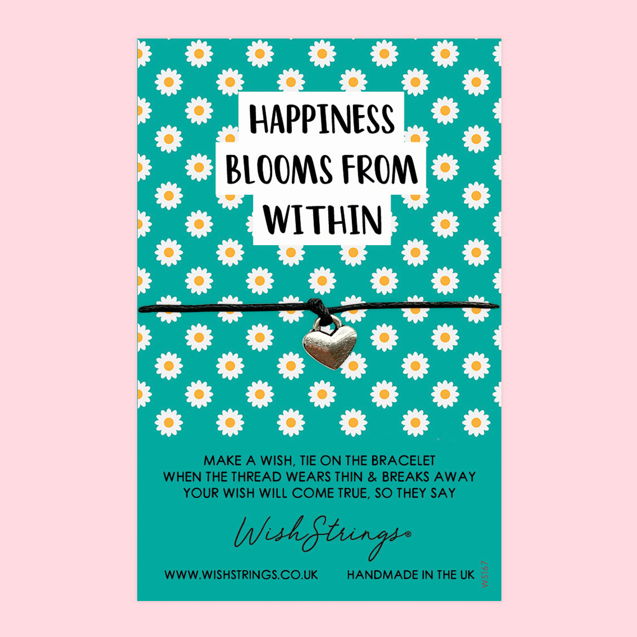 WishStrings ‘Happiness Blooms from Within’ Wish Bracelet | Self-Care Gift | Meaningful Keepsake for Love, Support & Positivity