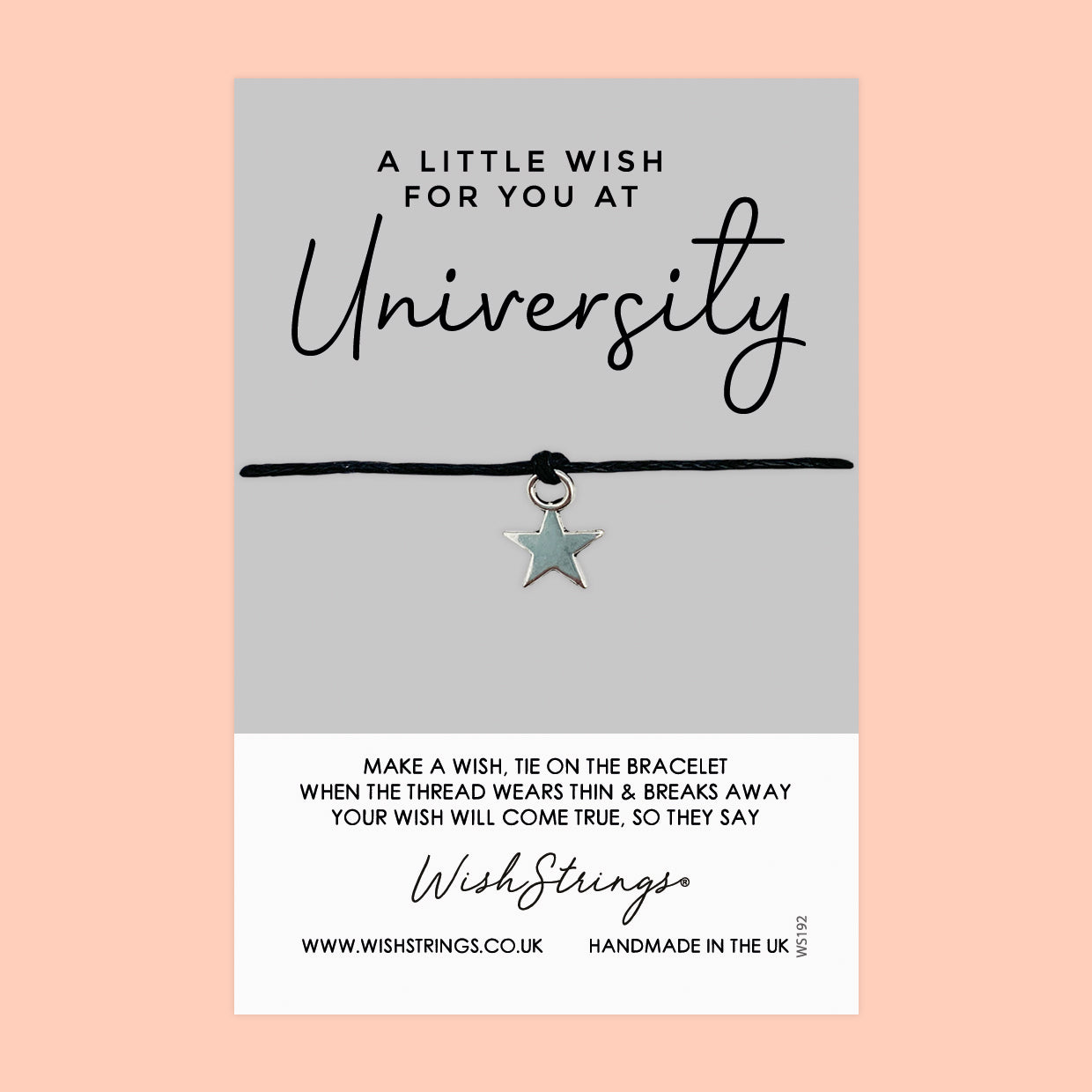 WishStrings ‘Little Wish As You Start University’ Wish Bracelet | Good Luck Gift | Meaningful Keepsake for New Beginnings & Success