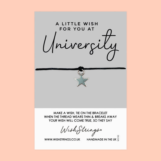 WishStrings ‘Little Wish As You Start University’ Wish Bracelet | Good Luck Gift | Meaningful Keepsake for New Beginnings & Success